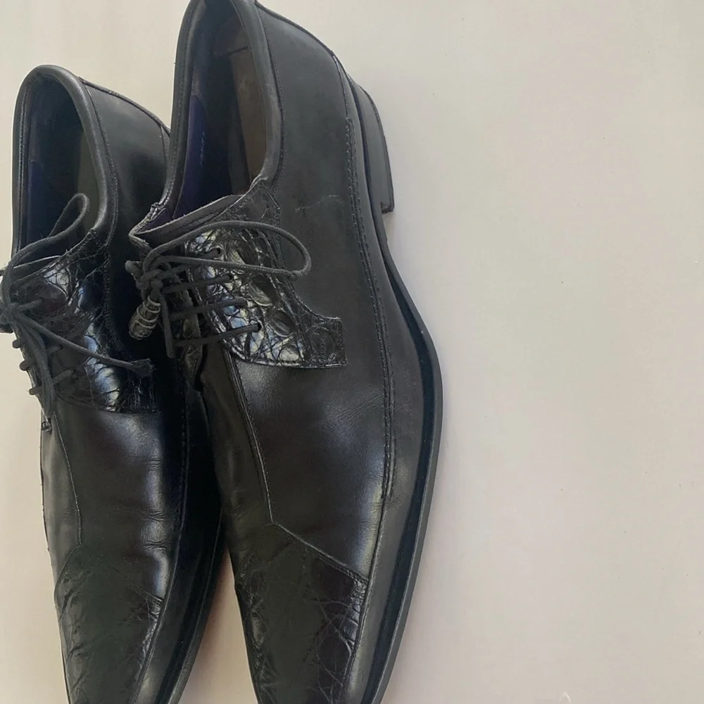 MEZLAN Julian Men's Black Crocodile Leather Dress Shoes Size 10.5 M